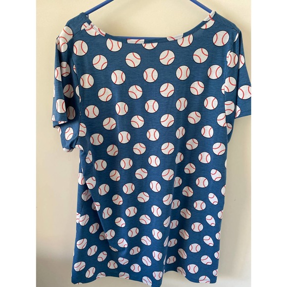 Lularoe Classic T UNICORN Tshirt Baseball print top Blue 2XL EUC - Picture 4 of 7